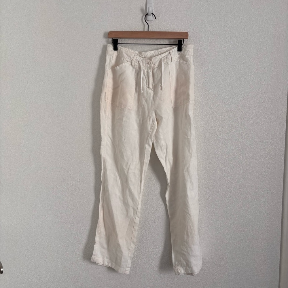 Garnet Hill Women's Size 10 White 100% Linen Pants